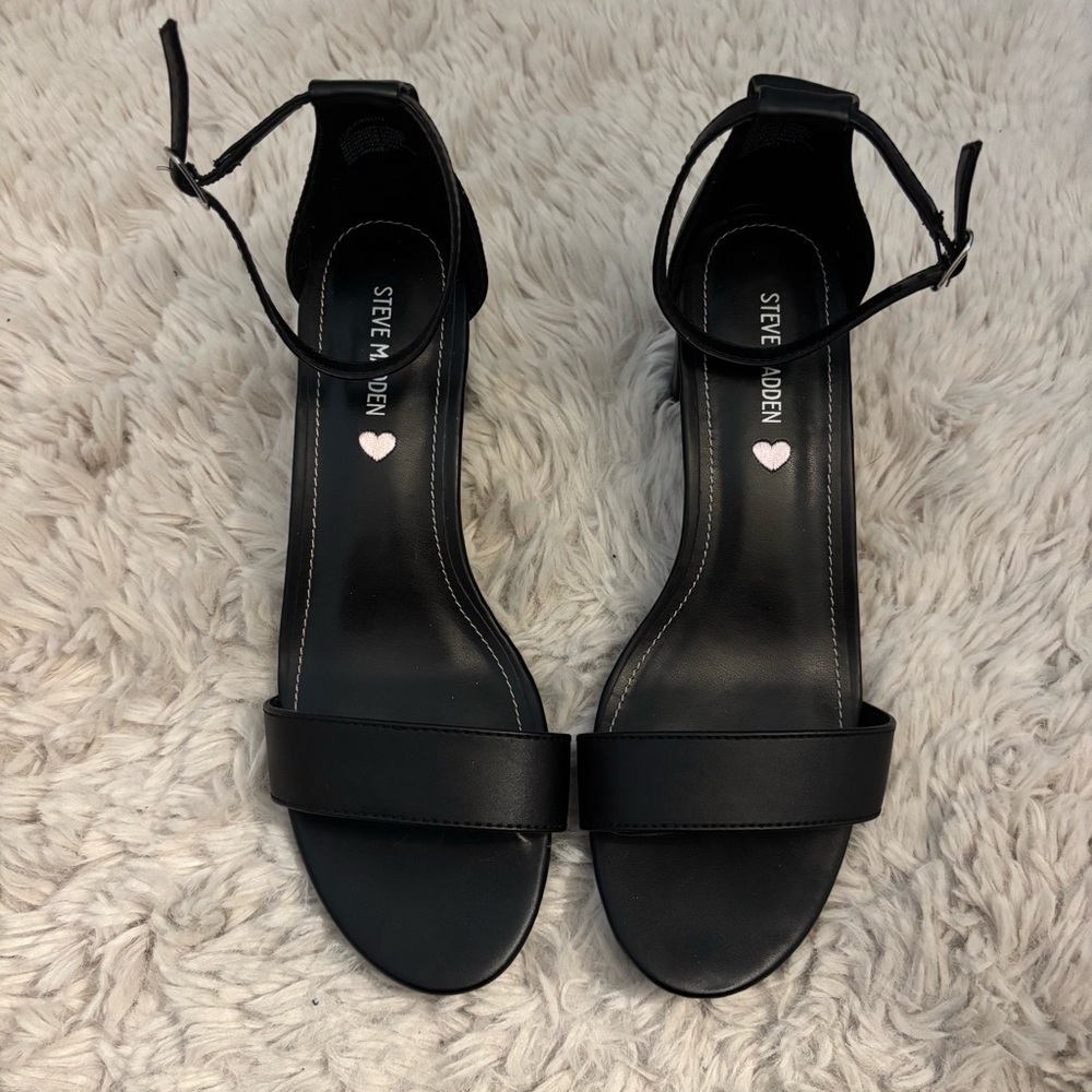 Steve Madden Black Ankle Strap Heels